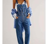 TEMU Pantalones Vaqueros Elásticos para Mujer con Tirantes Ajustables y Bolsillos - Ajuste , , Lavables a Máquina