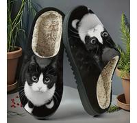 TEMU Pantuflas de casa de gato en y . pantuflas presentan un y con , redondos y de . Ofrecen una , y los pies, lo que las convierte en un artículo para el hogar, , agradable y