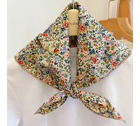 TEMU Pañuelo cuadrado pequeño floral beige estilo y otoño, pañuelo versátil, pañuelo de cuello japonés de