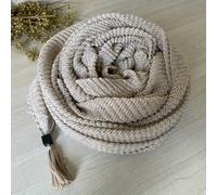 TEMU Pañuelo Plisado a Rayas Chic con Borlas - Poliéster , Lavable a Máquina, No Elástico, para Salidas Casuales y Viajes