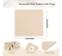 TEMU Pañuelos de gasa de algodón beige de 24 unidades, con medidas de 12.6X12.6 pulgadas, lavables e ideales para , Navidad o cualquier festivo - Perfectos para la decoración de la cocina y de comedor