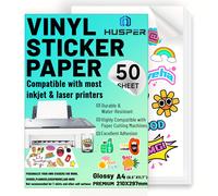 TEMU Papel Adhesivo A4 con 50 Hojas, , Vinilo Imprimible Resistente , Página Completa Autoadhesiva para Impresoras de Inyección de Tinta, Secado Rápido, 210X297Mm