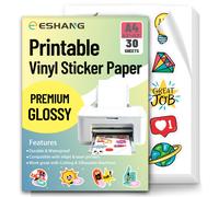 TEMU Papel Adhesivo Premium A4 para Impresoras de Inyección de Tinta - 30 Hojas, Papel de Calidad Fotográfica 8..7 Pulgadas, Autoadhesivo y Papel de Vinilo Resistente al Desgarro