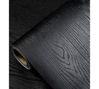 TEMU Papel de impermeable negro de madera para gabinetes de cocina, vinilo adhesivo para encimeras y papel tapiz autoadhesivo para decoración de gabinetes