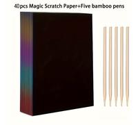 TEMU Papel Mágico para Rascar + de Bambú, Set de Papel para Rascar con , Regalo para Fiestas de y Vacaciones, Sorpresa para Halloween y Navidad