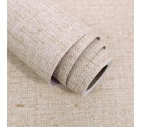 TEMU Papel Tapiz de Arpillera Beige Autoadhesivo - Papel de de Vinilo Removible con Acabado Texturizado de Lino para Instalación Fácil y Decoración Versátil