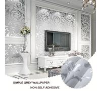 TEMU Papel tapiz de encaje de tela no tejida con relieve de estilo plateado (no adhesivo) es adecuado para embellecer y decorar dormitorios, salas de estar y paredes decorativas de TV