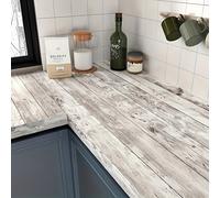 TEMU Paper de para Encimeras con de Madera Shiplap Autoadhesivo y Despegable, Película Vinílica de Vintage para Baño y Cocina, Rollo 17.71x118 Pulgadas