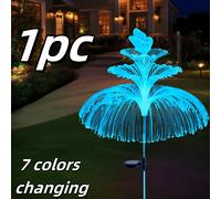 TEMU Paquete de 1 de luces LED solares de con forma de medusa y , decoración de patio exterior con degradado de colores, luces de paisaje para jardín, , de a