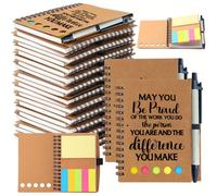 TEMU Paquete de 10 cuadernos con notas adhesivas y bolígrafos de bambú, diario motivacional para equipo, agradecimiento a profesores y de trabajo, regalos navideños para empleados.