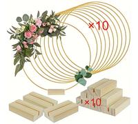 TEMU Paquete de 10 de mesa de aro de metal con clips de base de madera, 10 pulgadas, fácil de instalar, decoración de mesa multiusos para ocasiones festivas