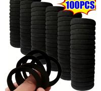 TEMU Paquete de 100 ligas para el cabello LEMON LOVE de elasticidad, negras, para , trenzas, moños - Elásticas para gimnasio, fiestas, uso diario - Regalo para mujeres