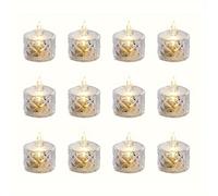 TEMU Paquete de 12 velas LED de cristal, velas de plástico sin llama que funcionan con pilas, pilas de botón no recargables para Navidad, fiestas, , propuestas, decoraciones de mesa para interiores