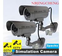 TEMU Paquete de 2/3/4 Cámaras de Seguridad Falsas para Exteriores, Señuelo de Vigilancia CCTV con Luz Intermitente, Instalación Fácil para Almacén Garaje, Entrada