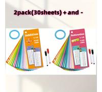 TEMU Paquete de 2 (30 hojas) Tarjetas didácticas de memoria para enseñar matemáticas: operaciones de , , multiplicación y división, borradoras, reutilizables