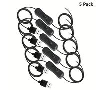 TEMU Paquete de 2/5/10 Cables USB con Encendido/Apagado, Conector de Cable de 1.5m/4.9ft para Tira LED de 5V-12V, Grabadora de Vía, Lámpara de Escritorio LED y Ventilador USB con Cargador