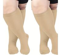 TEMU Paquete de 2 de calcetines deportivos de compresión para pantorrillas de talla grande para hombres y mujeres, medias de presión segmentadas con conexión punta-punta, adecuados para correr