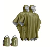 TEMU Paquete de 2 Impermeables de Emergencia con 2 Bolsillos Adicionales | Retiene el 90% del Corporal, Reutilizables para Camping, Senderismo, Viajes, Hechos de PE