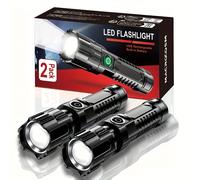 TEMU Paquete de 2 Linternas Recargables USB, Lámpara LED Multifunción , de con Zoom, 3 de Iluminación para el Trabajo, Ideal para Emergencias, Pesca, Senderismo, Viajes y Regalos