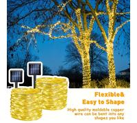 TEMU Paquete de 2 luces solares al de 104 pies (300 LED), luces de cuerda solar al , cable de cobre 8 patrones, luces de solares, jardín, patio, árbol, de Navidad, boda ( / frío/ colores multicolores)