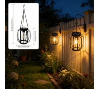 TEMU Paquete de 2 Luces Solares Colgantes para Exterior, Iluminación y 12 Horas, Metal Premium, Adecuado para Jardín de Patio, Valla, Porche, Decoración Colgante, IP65