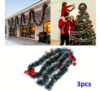 TEMU Paquete de 3 con rojos | Corona floral de plástico verde para interior/exterior, ideal para chimeneas, escaleras, puertas de entrada | Estilo bohemio, realza el festivo