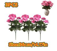 TEMU Paquete de 3 Geranios Artificiales Rosa con Protección UV | Ideal para Decoración Interior y Exterior, Adecuado para Jardines, Patios, Comerciales, y Compromisos, Diseño de Realista