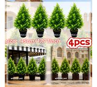 TEMU Paquete de 4 árboles de artificiales para exteriores | Ideal para la decoración del hogar y el jardín, para uso en interiores/exteriores, para y