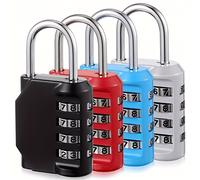 TEMU Paquete de 4 Cerraduras Digitales de Combinación Restablecibles para Exteriores con Cadenas, Protección de Seguridad para Equipaje, Puerta de Gimnasio Como se