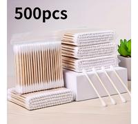 TEMU Paquete de 500 hisopos desechables de punta, adecuados para el hogar, limpieza de oídos y desmaquillado, punta de uso con varilla individual, eliminación higiénica de cerumen y cuidado personal