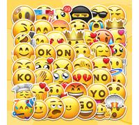 TEMU Paquete de 52 pegatinas divertidas de - Calcomanías de vinilo vibrantes con emoticonos expresivos, que incluyen sonriendo, frunciendo, riendo, llorando, enfadado, sorprendido y más