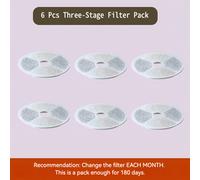 TEMU Paquete de 6 Filtros de Reemplazo para Fuente de Agua para Gatos GRVTYXPS de 3 con Activado y de Coco para Duradera de 180 Días, Compatibles con Dispensadores de Agua Cerámicos para Gatos