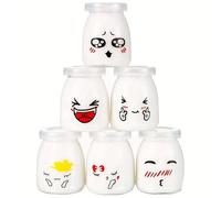 TEMU Paquete de 6 frascos de vidrio de 150 ml con tapas abatibles | recipientes redondos reutilizables para yogur, pudín, miel y , ideales para decoración navideña