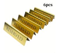TEMU Paquete de 6 letreros de mesa de metal dorado | cara, 5.9x1.57 pulgadas, Ideal para restaurantes, , ceremonias , para el Festival de , San Valentín, Halloween, Navidad