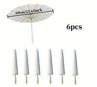 TEMU Paquete de 6 Paraguas Grandes Blancos Plegables con de Madera - , No Necesitan Energía - Ideales para Chicas Bravas Casuales, Decoraciones de Boda y Accesorios Fotográficos, Paraguas para