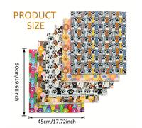 TEMU Paquete de 6 Piezas de Tela con de Perro Vibrantes, Pre-Cortadas 19.7x17.7 Pulgadas, Diseños de Dibujos Animados Coloridos para Manualidades DIY y Envoltura de Regalos, 100% Poliéster, a