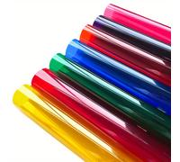 TEMU Paquete de 7 piezas de Película Transparente para Ventanas de 20cm x 30cm, Tinte Solar de Color, Autoadhesivo para Decoración de Vidrio Manchado, Vinilo DIY