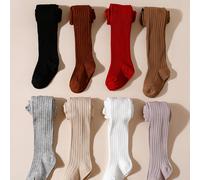 TEMU Paquete de 8 leggings para niñas, pantimedias, rayas verticales blancas, cómodos, versátiles, calcetines , adecuados para combinar con faldas de uniforme escolar