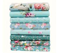 TEMU Paquete de 8 Piezas de Tela Floral - Cuadrados para Patchwork Precortados, Adecuado para Manualidades y Proyectos de Costura de Calidad