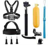 TEMU Paquete de Accesorios Universales para Cámara de Acción con Soporte para la Cabeza y el Pecho/Varilla Selfie/Mango Flotante Compatibles - 12 11 10 6 /AKASO EK7000 Brave 4 5 6 7 LE V50X