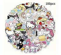 TEMU Paquete de Sanrio de 100 piezas que decoraciones y pegatinas para cuadernos de Kuromi, Melody y Cinnamoroll para computadoras y teléfonos