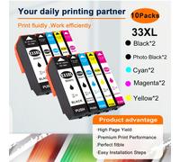 TEMU Paquetes de 5/10 Cartuchos de Tinta de Compatibles con Epson 33XL, Reemplazo Compatible con 3351/3361/3362/3363/3364 para XP-530/540/630/635/640/645/7100/830/900