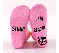 TEMU Par de Modelos de Otoño e Invierno en Rosa de Vellón de Coral No Desprendible "Shh! Leyendo" Cómodos y Cálidos, Regalo para