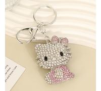 TEMU Para llavero for hello kitty con diseño de hueco | Colgante de diamantes de Sanrio para adolescentes, accesorios de bolsos y llaves Kawaii | Regalo Kawaii para fans de Sanrio