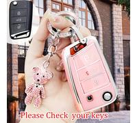 TEMU para mando de llave de coche con llavero de oso de diamantes, carcasa para llave de coche Volkswagen TIGUAN, , , , BORA , , regalos, rosa, bonita