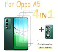 TEMU Para Oppo A5, protección de pantalla de vidrio templado 4 en 1, adecuada para Oppo A5, lente, película de 3 piezas + 1 pieza de película de lente