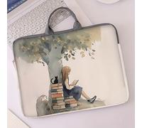 TEMU para portátil con diseño de una chica debajo de un árbol, de tela , ideal para guardar tu laptop, con cremallera y asa, tu asistente de almacenamiento