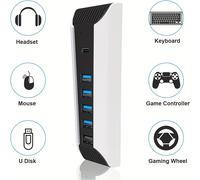 TEMU para PS5, cargador extensor de velocidad USB compatible con la consola de juegos Playstation 5, con 4 puertos USB + 1 puerto de carga USB + 1 puerto Tipo C