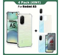 TEMU Para Redmi A5 Transparente de Silicona 4 en 1 + Protector de Pantalla Cerámico Antiespía Antiimpacto + Película para Lente + Película Trasera