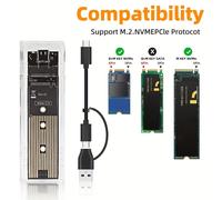 TEMU para SSD M.2 NVME de un solo con USB Tipo C transparente de 10 PCI-E M2, carcasa transparente para disco duro